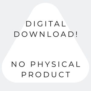 K&ouml;nnte beinhalten: Wei&szlig;es Dreieck mit dem Text "DIGITALER DOWNLOAD!" und "KEIN PHYSISCHES PRODUKT" in schwarzer, serifenloser Schrift. Der Hintergrund ist hellgrau.