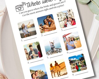 Bridal Shower Game Where Were They Minimalist Bridal Shower Game Photo Fun Wedding Shower Game Engagement Party Games Editable Template