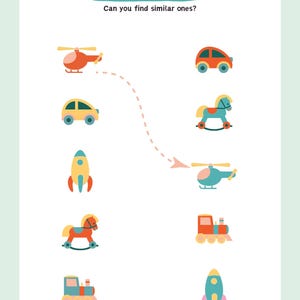 Jeu d’association bicolore enfants • Puzzle similaire • 5 pièces • PDF imprimable • Accès illimité • Téléchargement – Etsv Digital