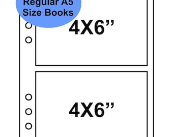 4x6 Photo Sleeves pack of 30 for Regular A5 Size 6-Rind Binder Photo Books