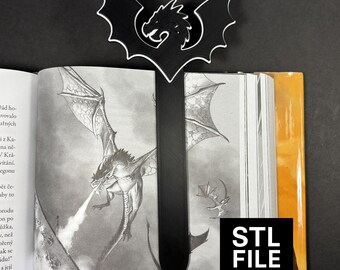 3D Printable Dragon Bookmark STL File: Fantasy Book Lover Gift (Digital Download)