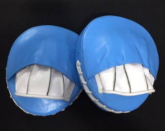 Personalized Leather Boxing Focus Mitts: Handmade Training Pads, Ultra Lightweight Handmade MMA Mitts, Muay Thai Punching Pads
