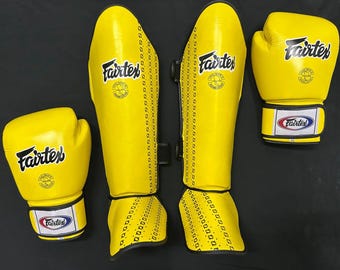 Fairtex White Leather Boxing Gloves, Professional Muay Thai, Kickboxing & Training Gloves, Velcro Sparring Glove Gift, Custom Shin Guards