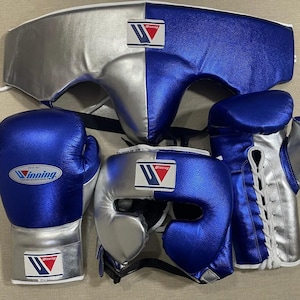 Handmade Winning Boxing Set, Full Boxing Training Kit, Custom Sparring Gloves, Headguard & Groin Protector All Sizes Available, Winning Set