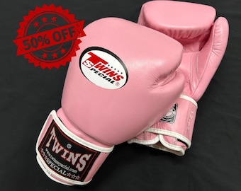 Twins Professional Leather Boxing Gloves 16 oz, Pink Training Sparring Gear