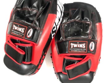 Handmade Twins Focus Mitts, Customized Name Boxing Gear, Top Quality Real Leather Punching Pads