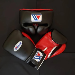Personalized Gift of Winning Boxing Set, Custom Headguard, Cowhide Leather Sparring Gloves, Birthday Gift for Him, Boxing Lovers Gifts,