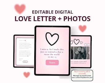 Editable Digital Love Letter with Photos - Long Distance Gift (Instant Download)