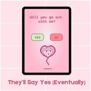 Tarjeta digital divertida para mi amor platónico: "¿Quieres salir conmigo?". Nota de amor editable. Idea adorable para invitar a salir, regalo interactivo para pareja o tarjeta de San Valentín.