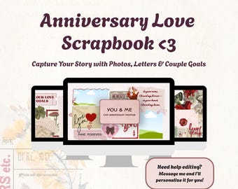 PixyStick Anniversary Scrapbook | Editable Canva Couple Gift | Digital Keepsake Journal with Photos, Love Letters & Relationship Goals