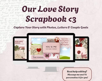 PixyStick Couple Scrapbook | Digital Love Journal for Him or Her | Editable Canva Gift | Relationship Memory Book with Photos and Letters