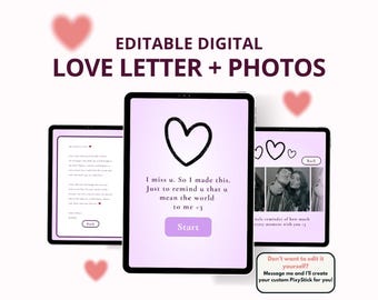 Editable Digital Love Letter Template with Photos (Instant Download)