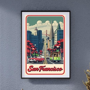 Retro San Francisco Travel Poster: American Holiday Wall Art