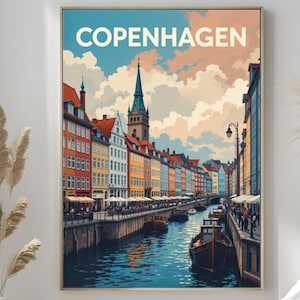 Copenhagen Travel Poster Print: Scandinavian City Art, Denmark Decor