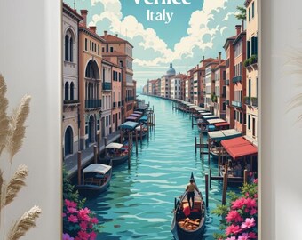 Venice Travel Poster Print: Italian Canal City Art