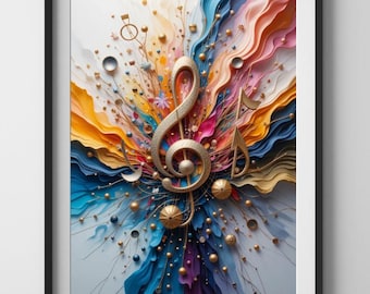 10-piece Mid-century Modern Art Bundle, Music Motif Posters, Art
