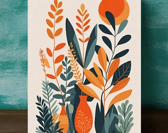 Abstract Botanical Art Print: Mid-Century Modern Boho Wall Decor