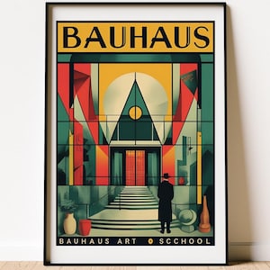 Bauhaus Art Print: Geometric Abstract, Colorful Retro Decor