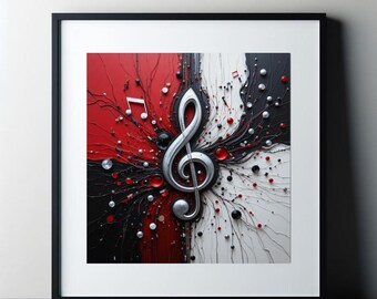 Jazzmuzieknotenposter in vierkant formaat: moderne abstracte kunstprint