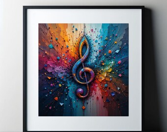 Póster de notas musicales de jazz en formato cuadrado: Impresión de arte abstracto moderno