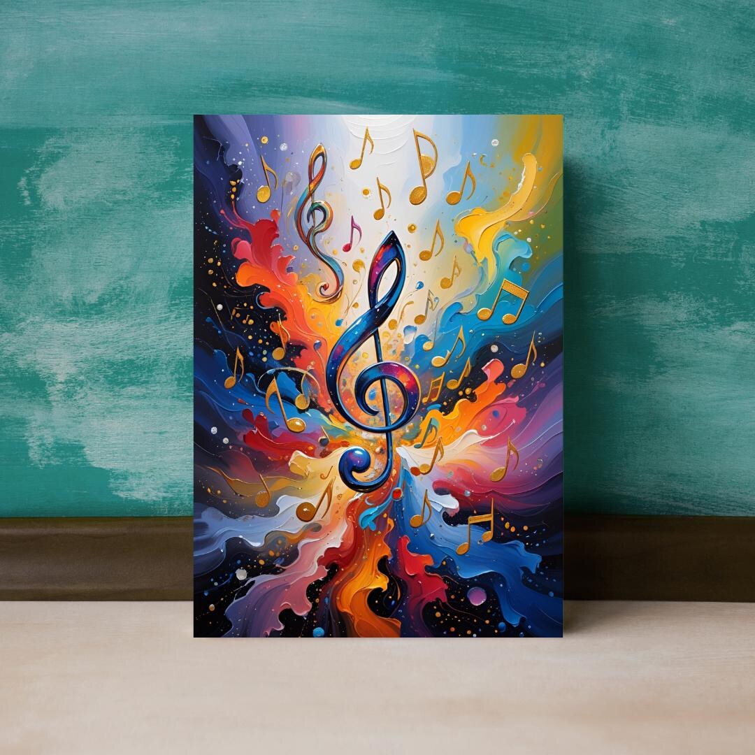 Modern Abstract Music Notes Print, Mid-century Wall Art, Oil Paint ...