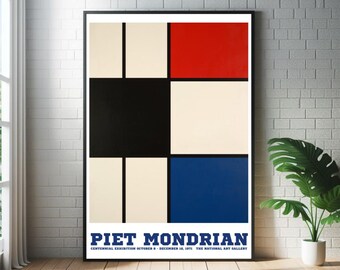 Piet Mondrian Geometric Art Print: Modernist Bauhaus Abstract Mid Century Poster