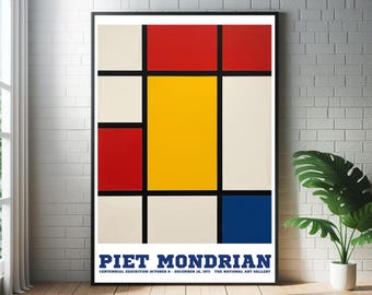 Piet Mondrian Geometric Art Print: Modernist De Stijl Abstract Mid Century Poster