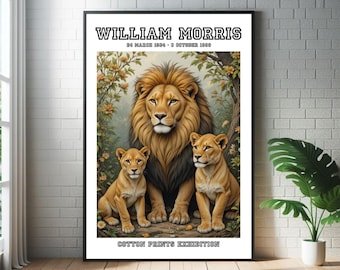 William Morris African Style Art Print: Lions Poster