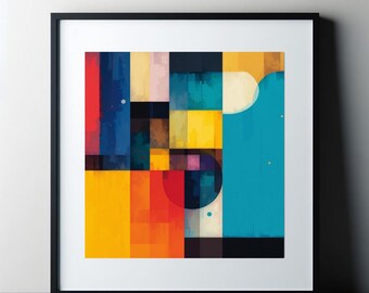 Modern Abstract Poster in Square Format: Bauhaus Inspired Art Print