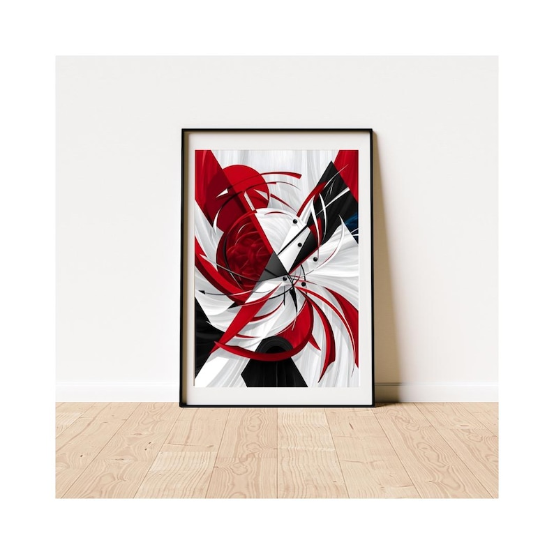 Red and Black Abstract Art Print: Mid-century Geometric Wall Decor - Etsy