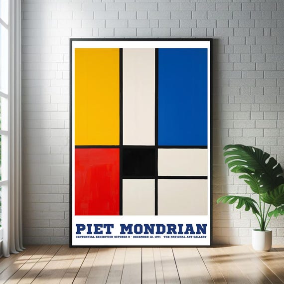 Piet Mondrian Geometric Art Print: Modernist De Stijl Abstract Mid