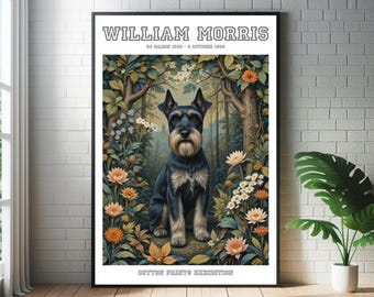 Impresión artística del perro Schnauzer de William Morris: Póster de la exposición del Jardín Botánico