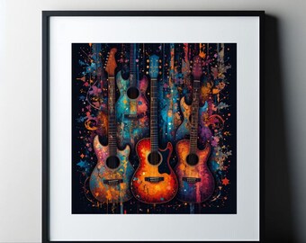 Póster de notas musicales de jazz en formato cuadrado: Impresión de arte abstracto moderno