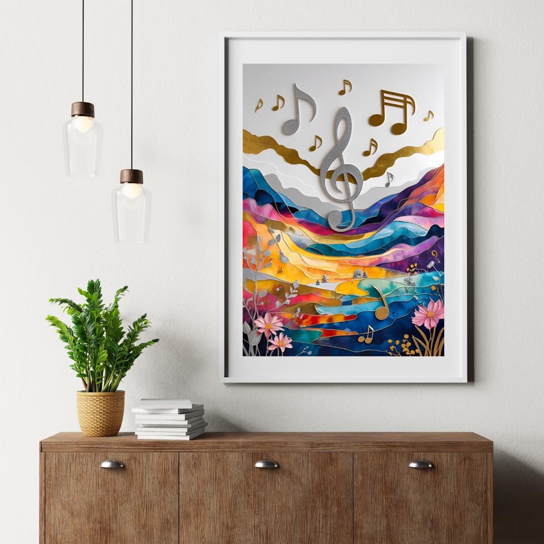 Abstract Music Notes Poster: Mid-century Modern Art Print - Etsy