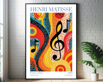 Henri Matisse Muzieknoten Kunstposter - Print voor een tentoonstelling in een moderne galerie