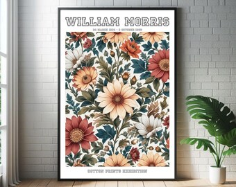 William Morris Abstract Floral Art Print : Cotton Prints Exhibition Botanical Art Poster