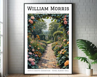 Kunstprint van William Morris' landelijke tuin: Poster van een botanische bloemententoonstelling