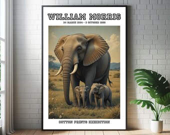 William Morris African Style Art Print: Elephants Poster