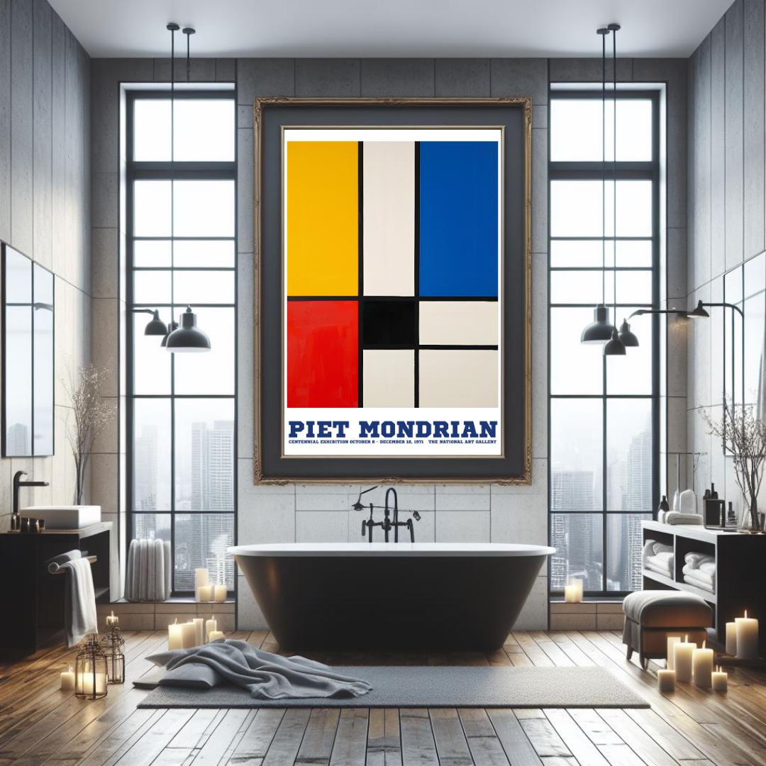 Piet Mondrian Geometric Art Print: Modernist De Stijl Abstract Mid