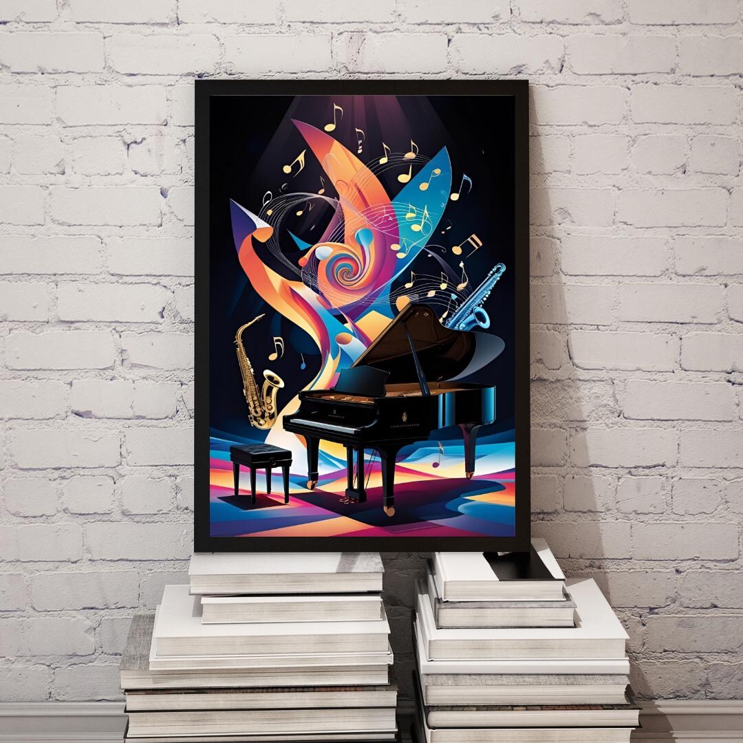 アート・デザイン・音楽 Walter Hamma Meister italienischer Abstract Piano Music Poster: Bauhaus Style Mid-century Modern Art