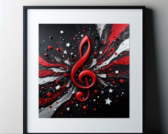 Jazzmuzieknotenposter in vierkant formaat: moderne abstracte kunstprint