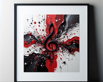 Jazzmuzieknotenposter in vierkant formaat: moderne abstracte kunstprint
