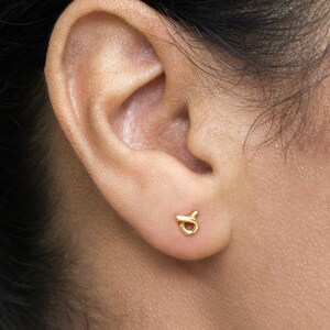 MINI ODYSSEY Wabi Sabi Stud Earrings / Handmade Minimalist Hoop Earrings in Brass, Sterling Silver, 14k Gold Vermeil, or 10k Gold 画像 2