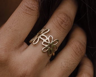 POSY Flower Ring / Floral Handmade Statement Ring in Brass, Sterling Silver, 14k Gold Vermeil, or 10k Gold