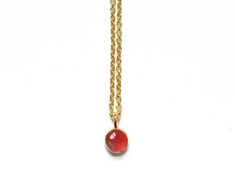 Handgefertigte Rote Karneol Edelstein Halskette in 14k Gold Fill oder Sterling Silber