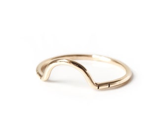 Handmade Arc Stacking Ring with Stripes,  Half Circle Stackable Ring with Notches in 14k Gold Fill, Solid 14k or Sterling Silver