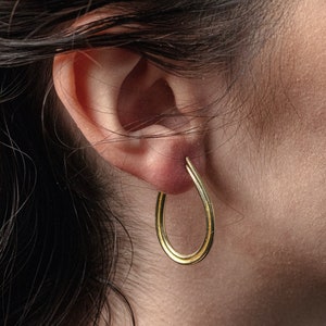 ELYSIAN Handmade Teardrop Hoop Earrings Cast in Brass, Sterling Silver, 14k Gold Plate or 10k Gold image 2