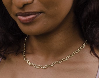 PETAL Flower Inspired Handmade Chain Necklace Available in Brass, Sterling Silver, 14k Gold Vermeil or Solid 10k Gold