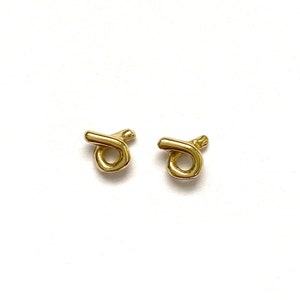 MINI ODYSSEY Wabi Sabi Stud Earrings / Handmade Minimalist Hoop Earrings in Brass, Sterling Silver, 14k Gold Vermeil, or 10k Gold image 1