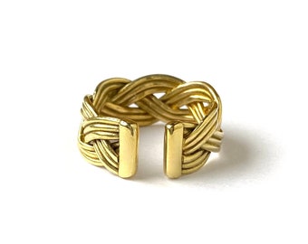 TRAVELER Adjustable & Reversible Braided Ring in Brass, Sterling Silver, 14k Gold Vermeil or 10k gold